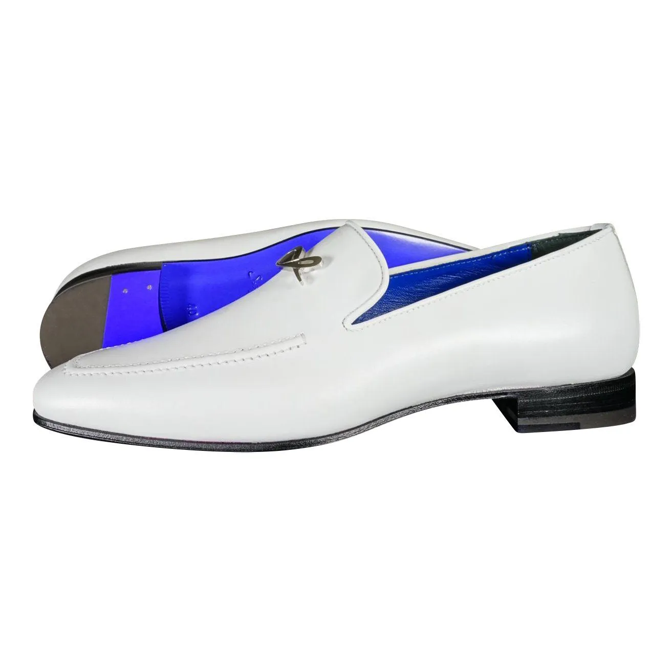 Bianco With Silver Hardware Leather Loafers @ The Vault sold by Sebastian Cruz Couture product image thumbnail 2