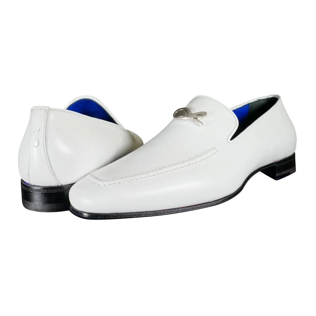 Bianco With Silver Hardware Leather Loafers @ The Vault sold by Sebastian Cruz Couture product image thumbnail 3