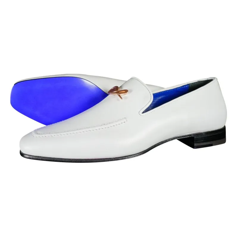 Bianco With Rose Gold Hardware Leather Loafers @ The Vault sold by Sebastian Cruz Couture