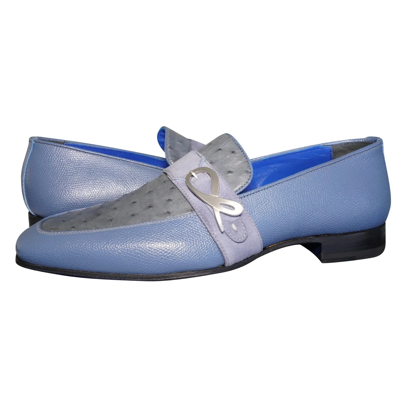Aegean Ostrich Monk Silver Loafer @ The Vault sold by Sebastian Cruz Couture product image thumbnail 4