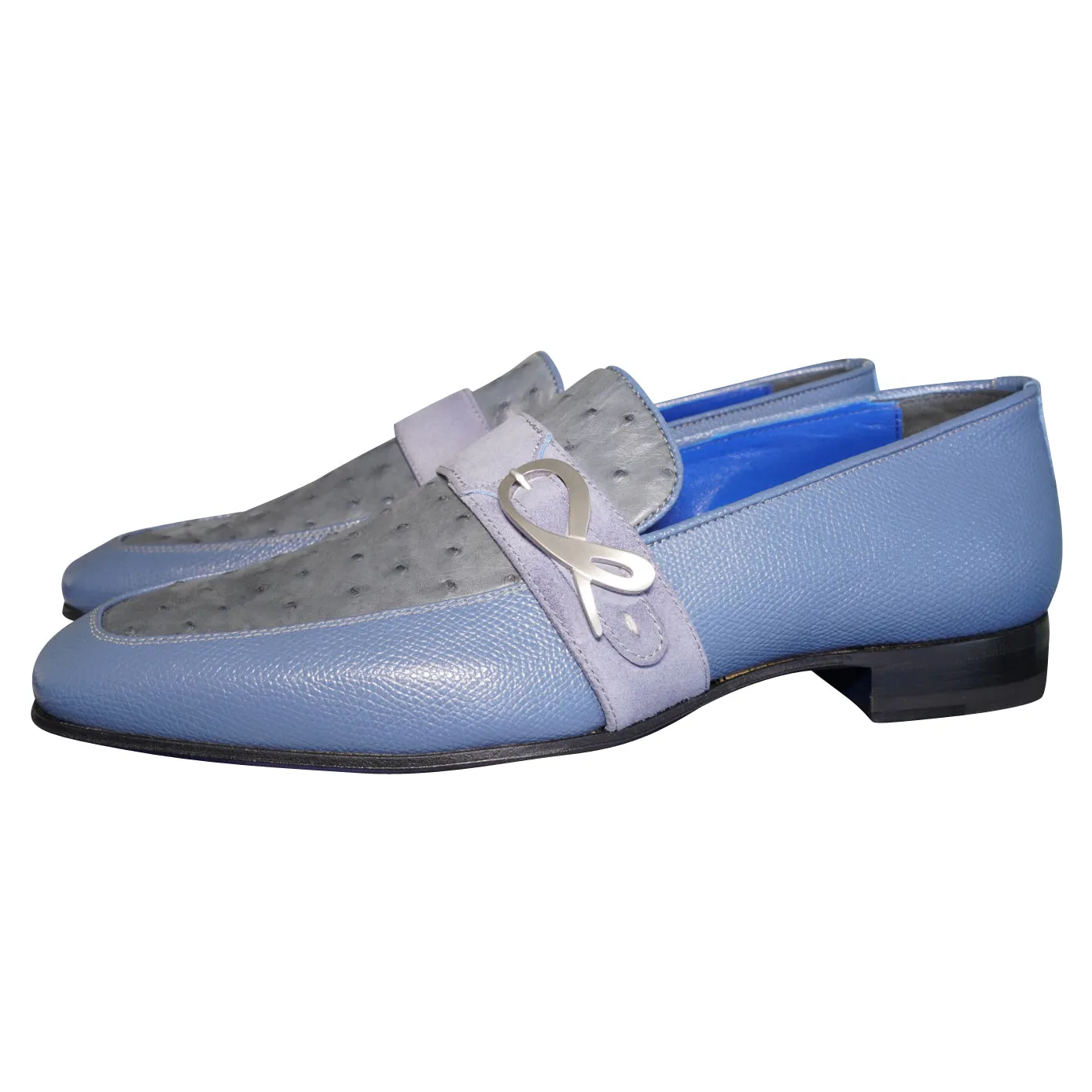 Aegean Ostrich Monk Silver Loafer @ The Vault sold by Sebastian Cruz Couture product image thumbnail 3