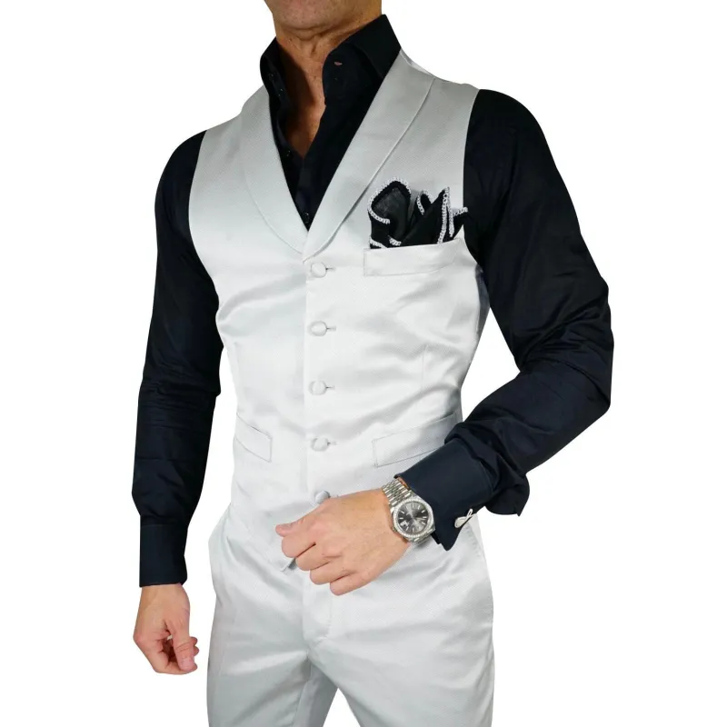 Silver Lucentezza Ciottoli Waistcoat sold by Sebastian Cruz Couture