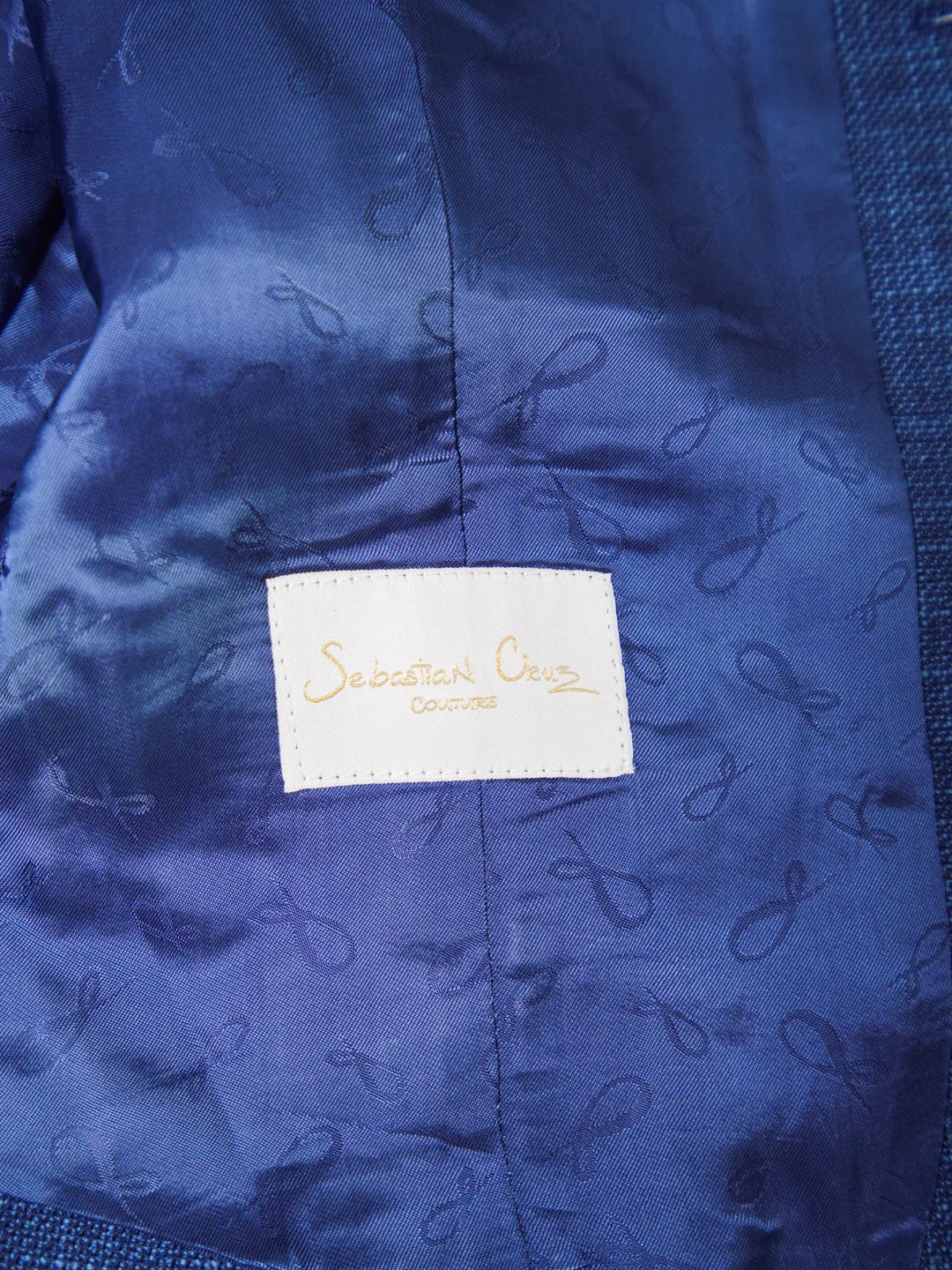 Prussian Blu Lino Tweed Ciottoli Waistcoat @ The Vault sold by Sebastian Cruz Couture product image thumbnail 3