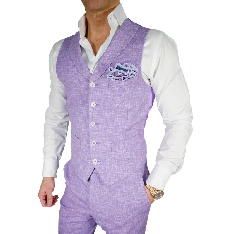 Lavender Lino Tweed Ciottoli Waistcoat @ The Vault sold by Sebastian Cruz Couture