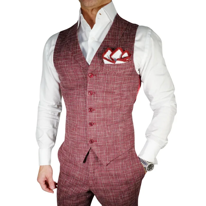 Burgundy Canestro Ciottoli Waistcoat @ The Vault sold by Sebastian Cruz Couture