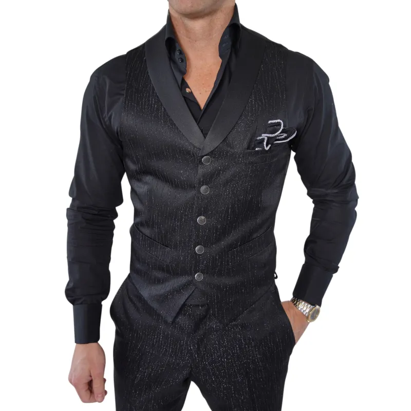 Black Graphite Pantera Ciottoli Waistcoat @ The Vault sold by Sebastian Cruz Couture
