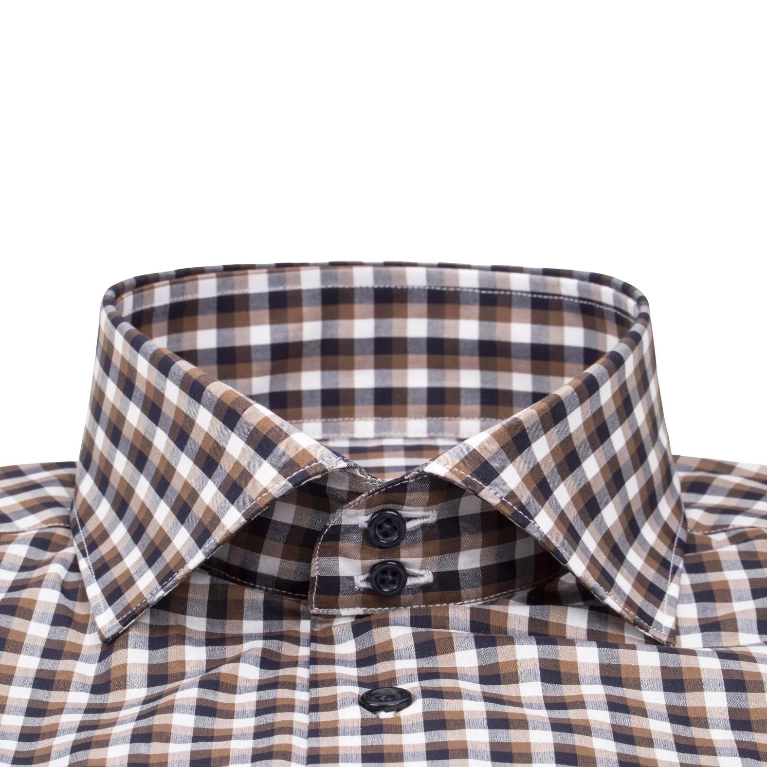 Navy Mocha Gingham Dress Shirt @ The Vault sold by Sebastian Cruz Couture product image thumbnail 3