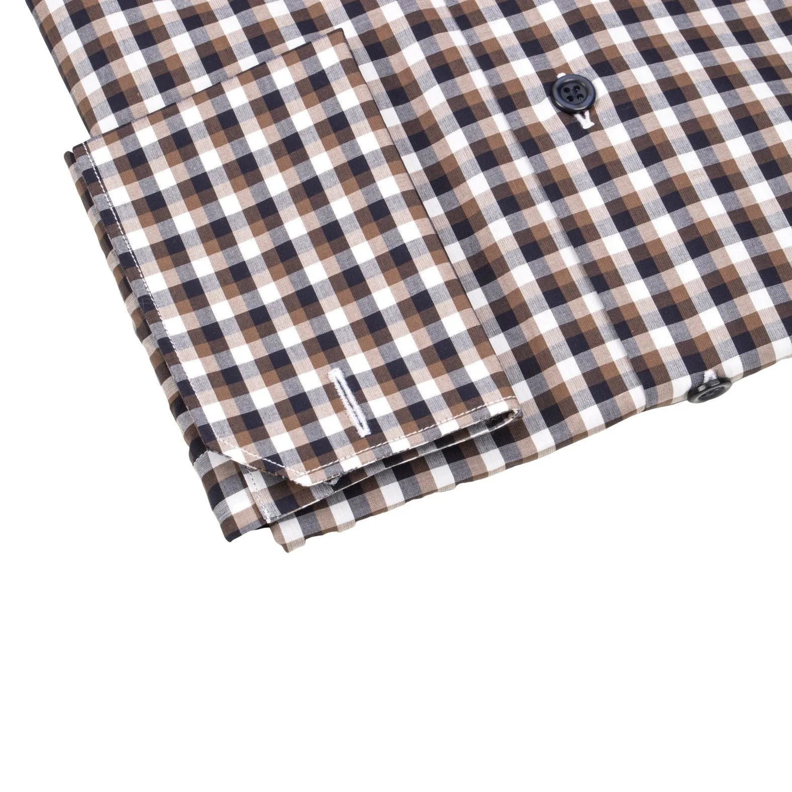 Navy Mocha Gingham Dress Shirt @ The Vault sold by Sebastian Cruz Couture product image thumbnail 5