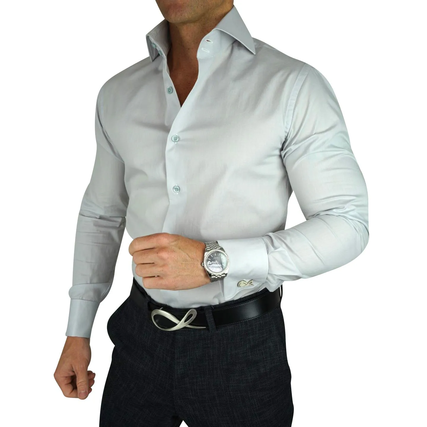 Light Grey Dress Shirt @ The Vault sold by Sebastian Cruz Couture