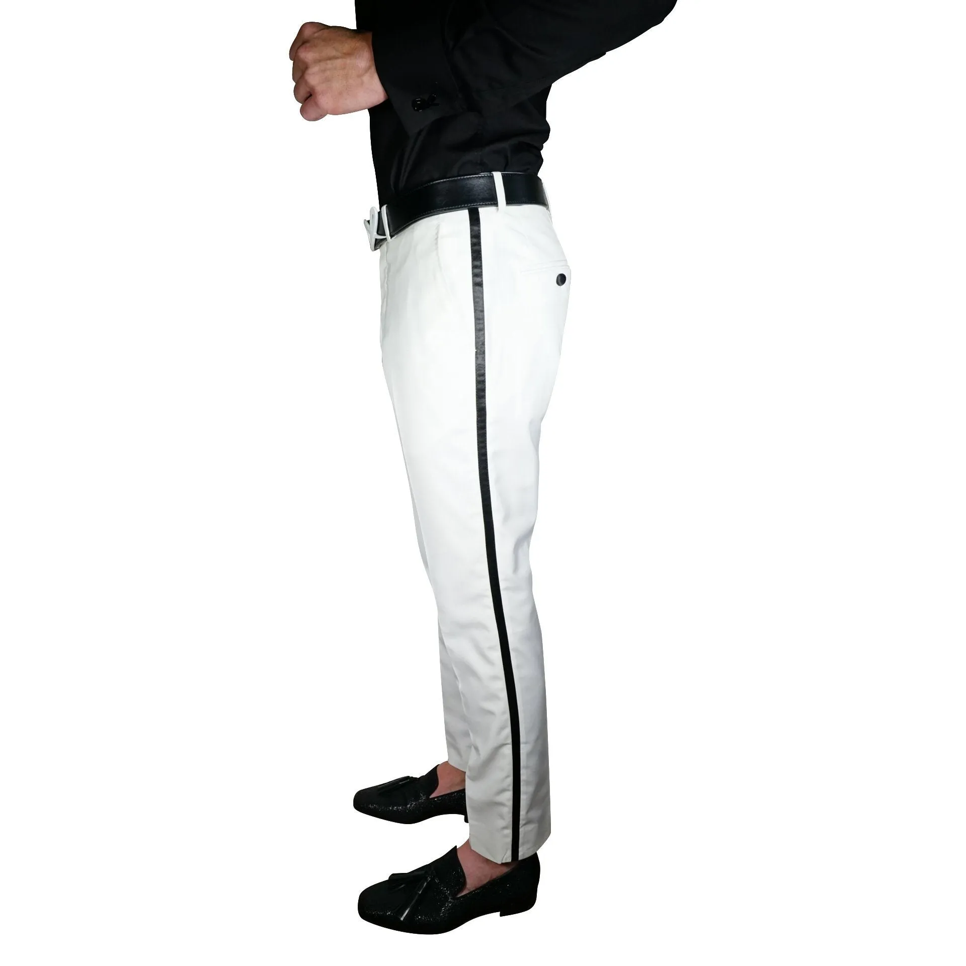 White Tuxedo Trousers @ The Vault sold by Sebastian Cruz Couture product image thumbnail 3