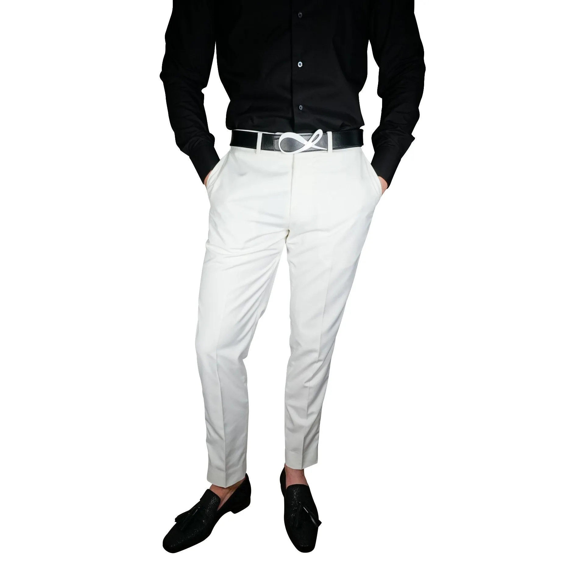 White Tuxedo Trousers @ The Vault sold by Sebastian Cruz Couture product image thumbnail 2