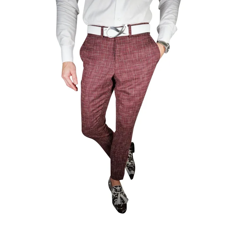 Burgundy Canestro Trousers @ The Vault sold by Sebastian Cruz Couture