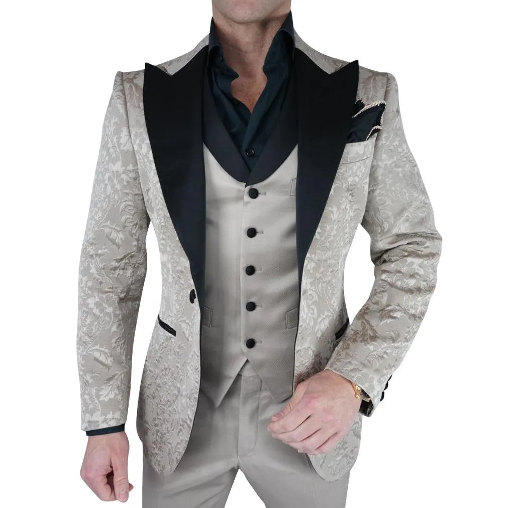 Champagne Oro Fiore and Black Jacket sold by Sebastian Cruz Couture product image thumbnail 3
