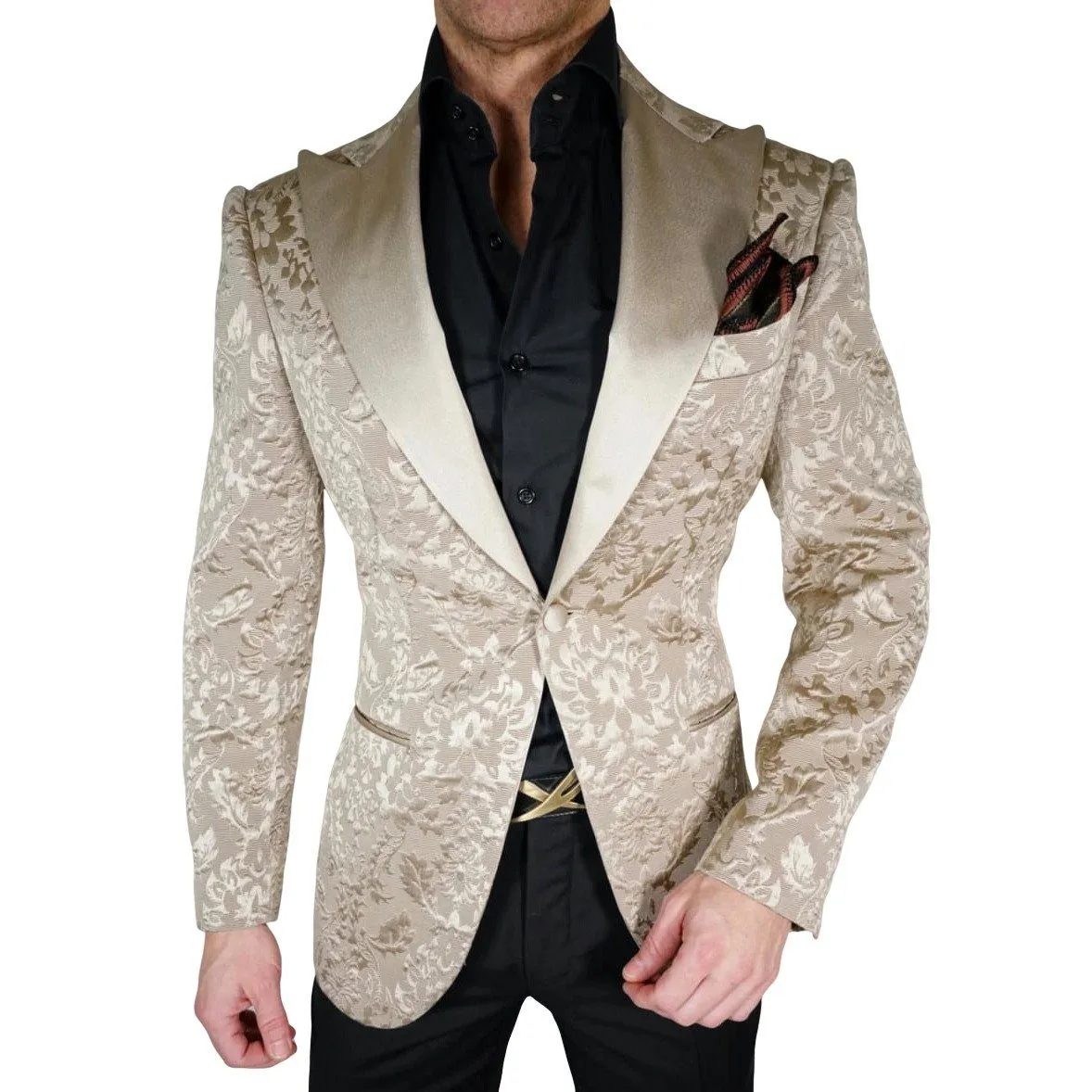 Champagne Oro Fiore Jacket sold by Sebastian Cruz Couture