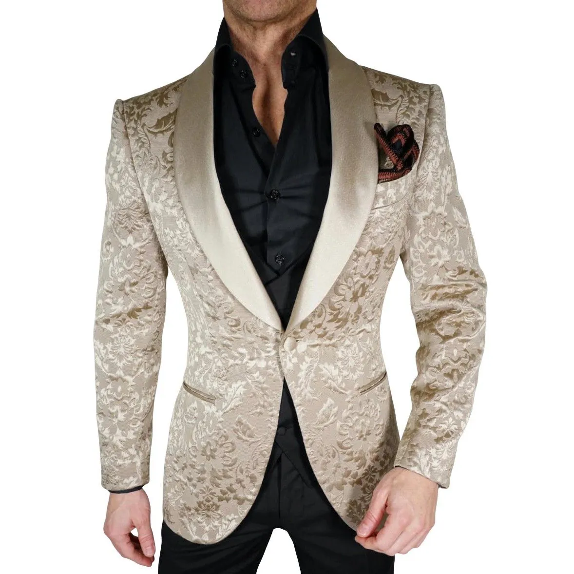 Champagne Oro Fiore Dinner Jacket sold by Sebastian Cruz Couture product image thumbnail 3
