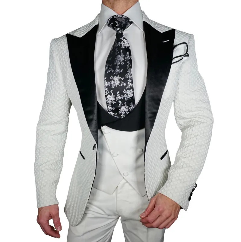 Porcellana & Black Honeycomb Jacket sold by Sebastian Cruz Couture
