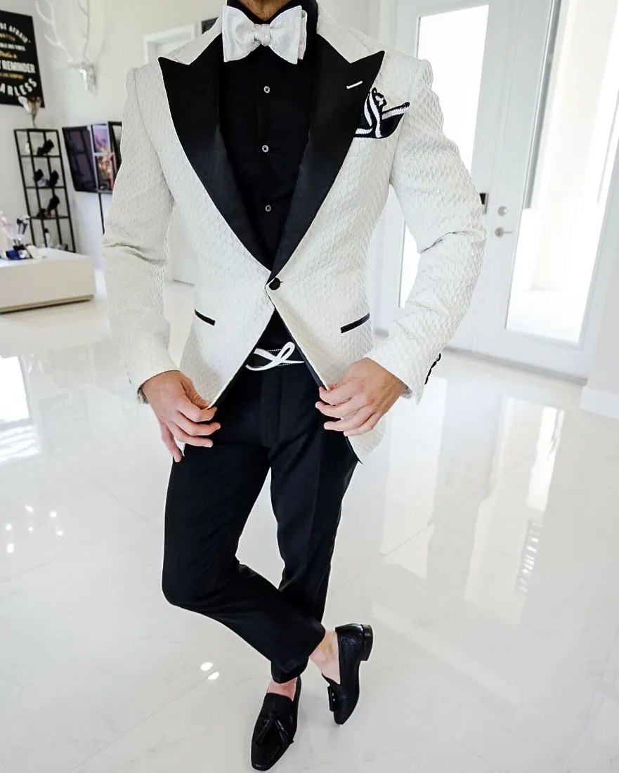 Porcellana & Black Honeycomb Jacket sold by Sebastian Cruz Couture product image thumbnail 2