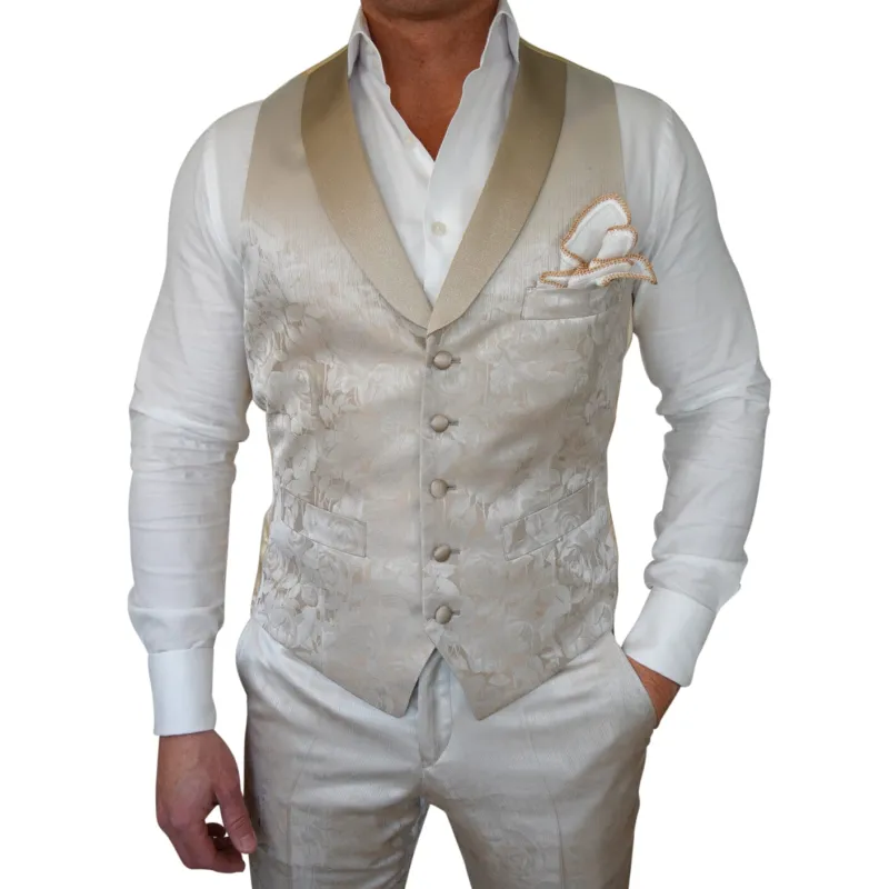 Champagne Sateen Ombre Ciottoli Waistcoat sold by Sebastian Cruz Couture
