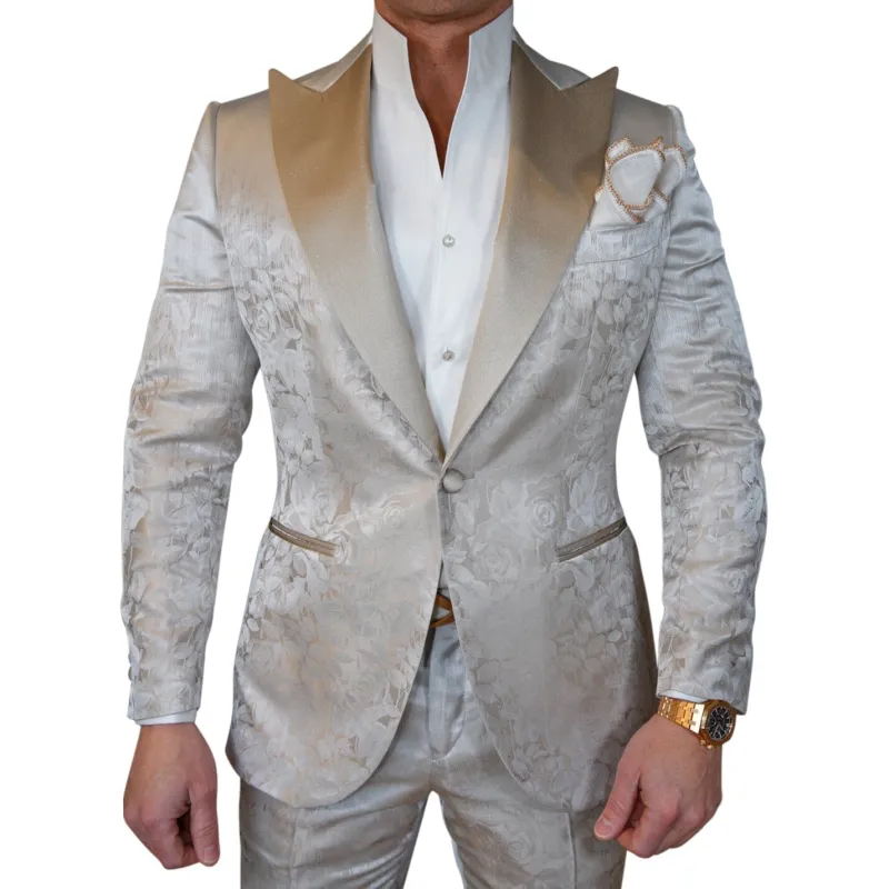 Champagne Sateen Ombre Jacket sold by Sebastian Cruz Couture