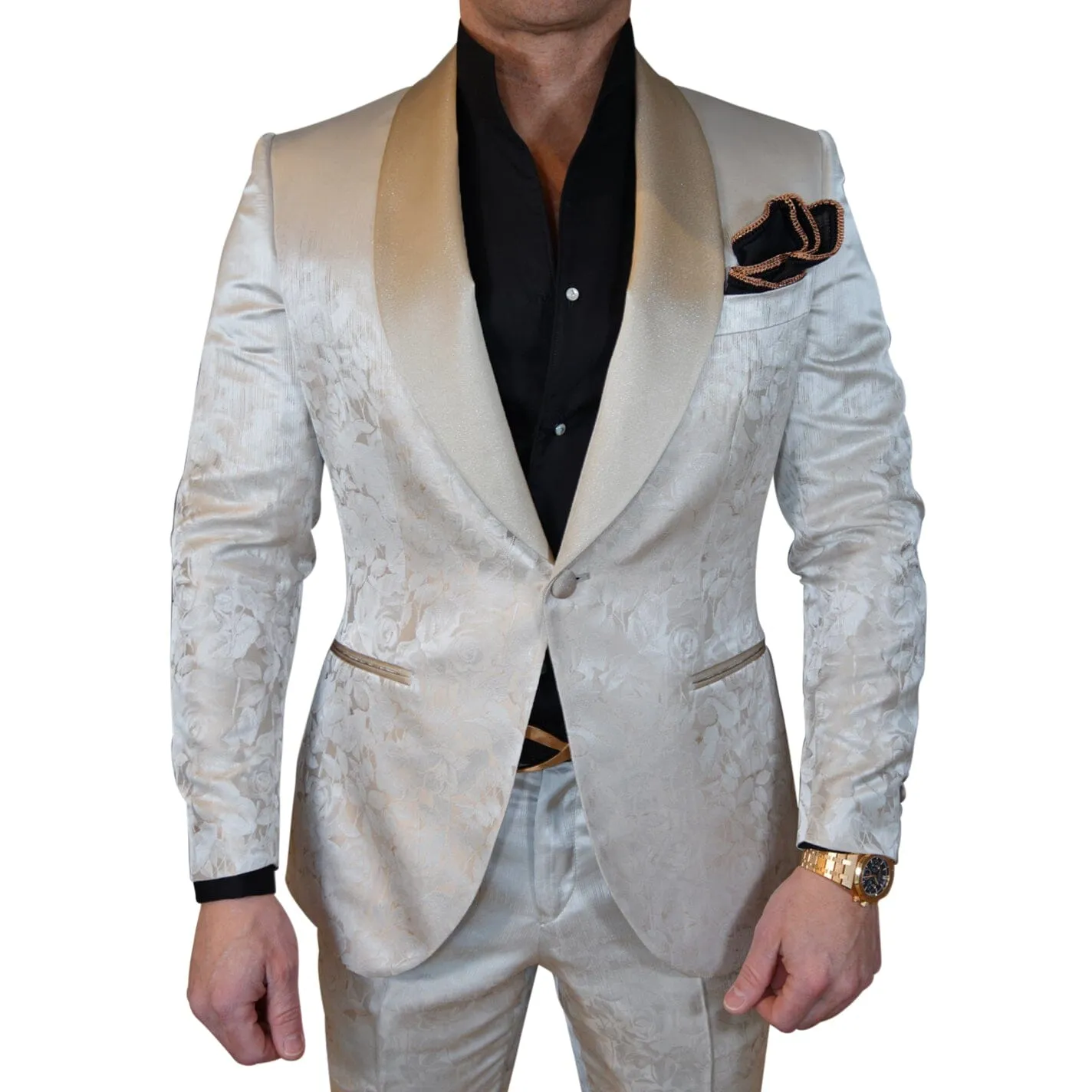Champagne Sateen Ombre Dinner Jacket sold by Sebastian Cruz Couture