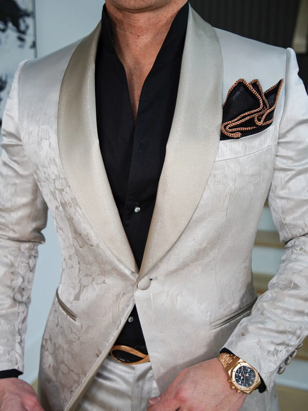 Champagne Sateen Ombre Dinner Jacket sold by Sebastian Cruz Couture product image thumbnail 2