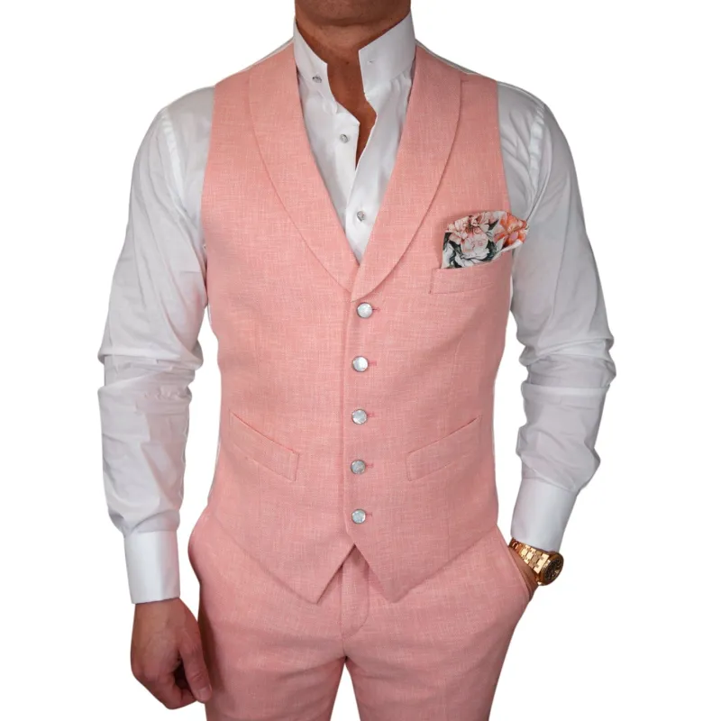 Dust Rosa Lino Tweed Ciottoli Waistcoat sold by Sebastian Cruz Couture