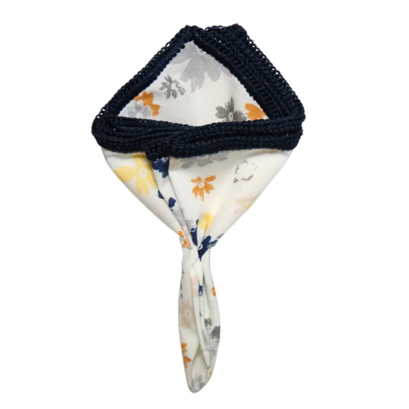 Multi Marigold With Navy Blue Signature Border sold by Sebastian Cruz Couture