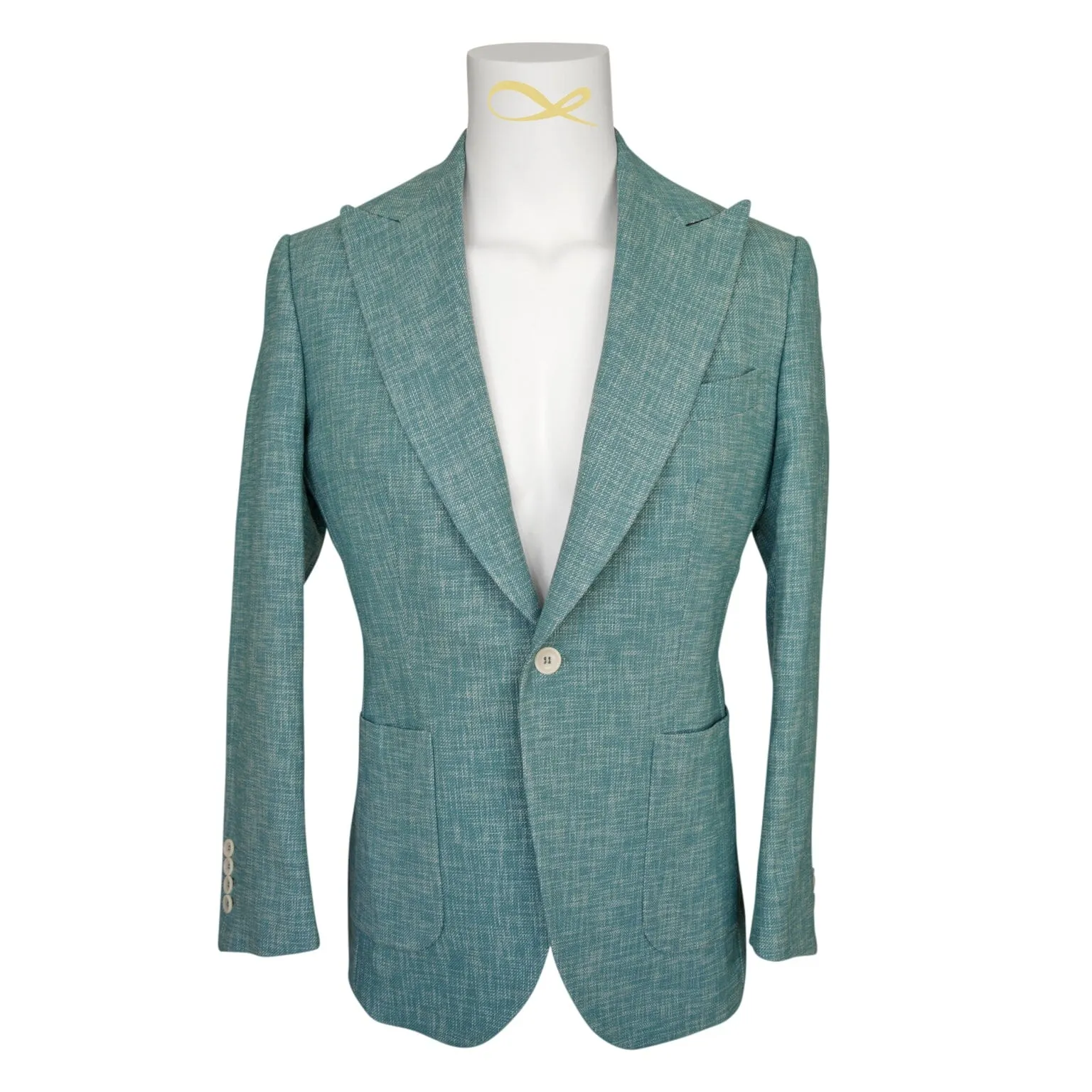 Aqua Lino Tweed Jacket sold by Sebastian Cruz Couture product image thumbnail 4