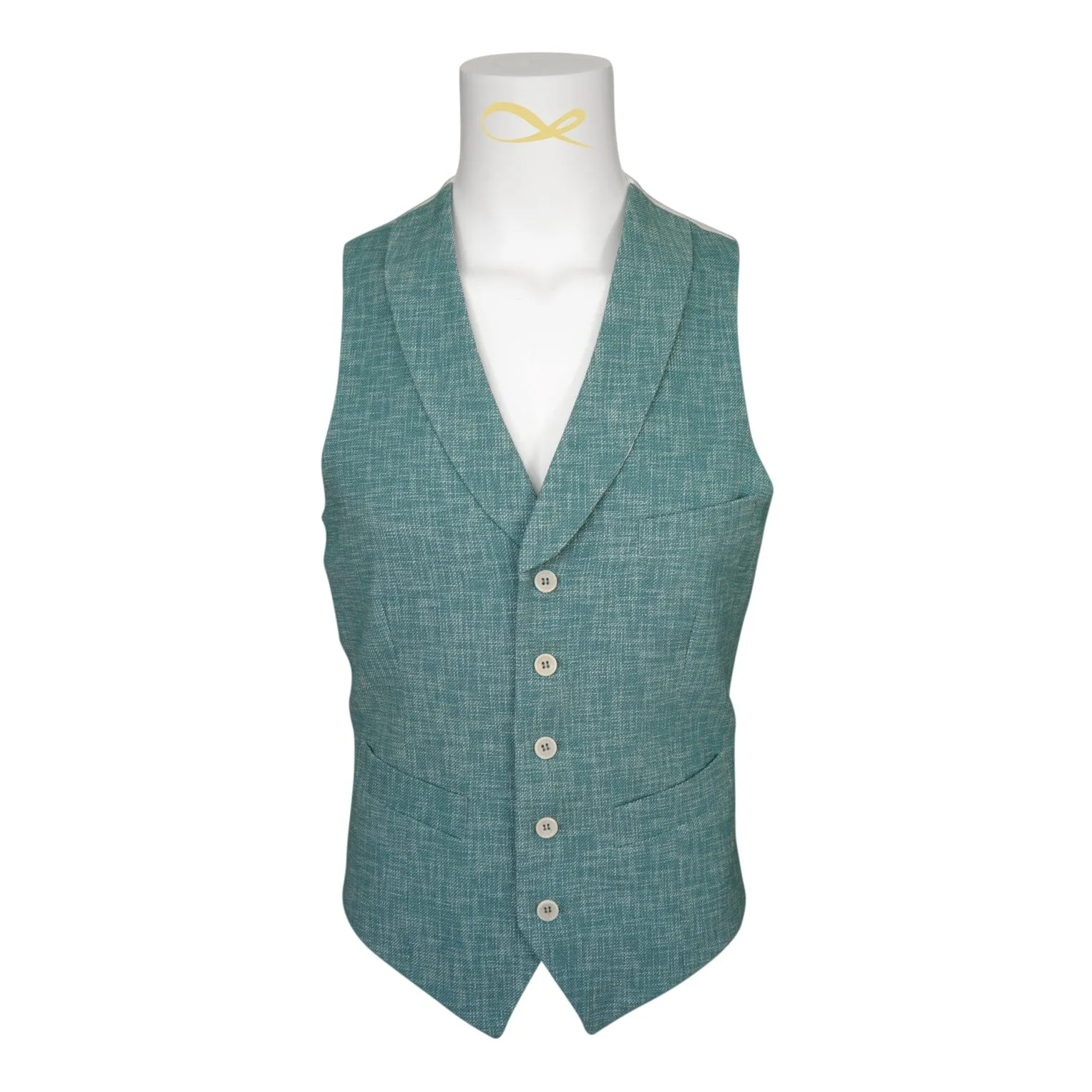 Aqua Lino Tweed Ciottoli Waistcoat sold by Sebastian Cruz Couture product image thumbnail 2