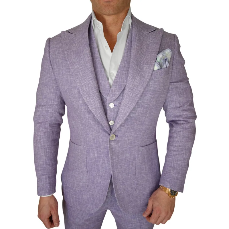 Amethyst Lino Tweed Jacket sold by Sebastian Cruz Couture
