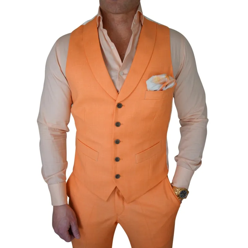 California Peach Hampton Ciottoli Waistcoat sold by Sebastian Cruz Couture