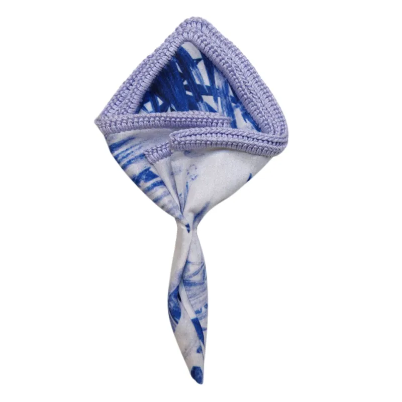 Indigo Jungle With Lilac Blue Signature Border sold by Sebastian Cruz Couture