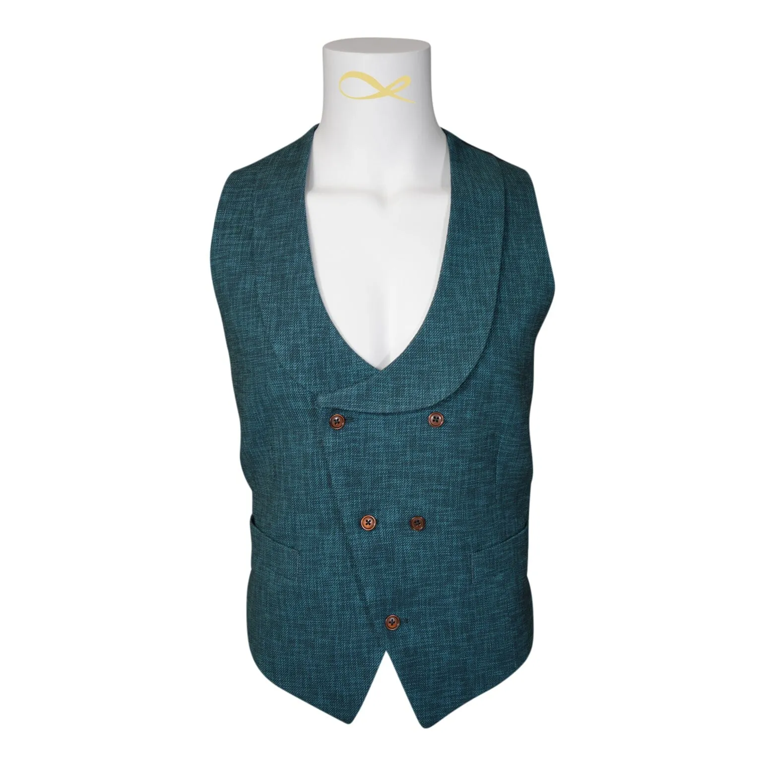 Evergreen Lino Tweed Double Breasted Waistcoat sold by Sebastian Cruz Couture product image thumbnail 2
