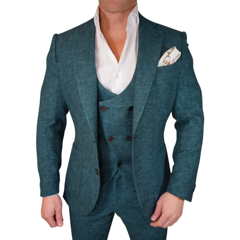 Evergreen Lino Tweed Jacket sold by Sebastian Cruz Couture