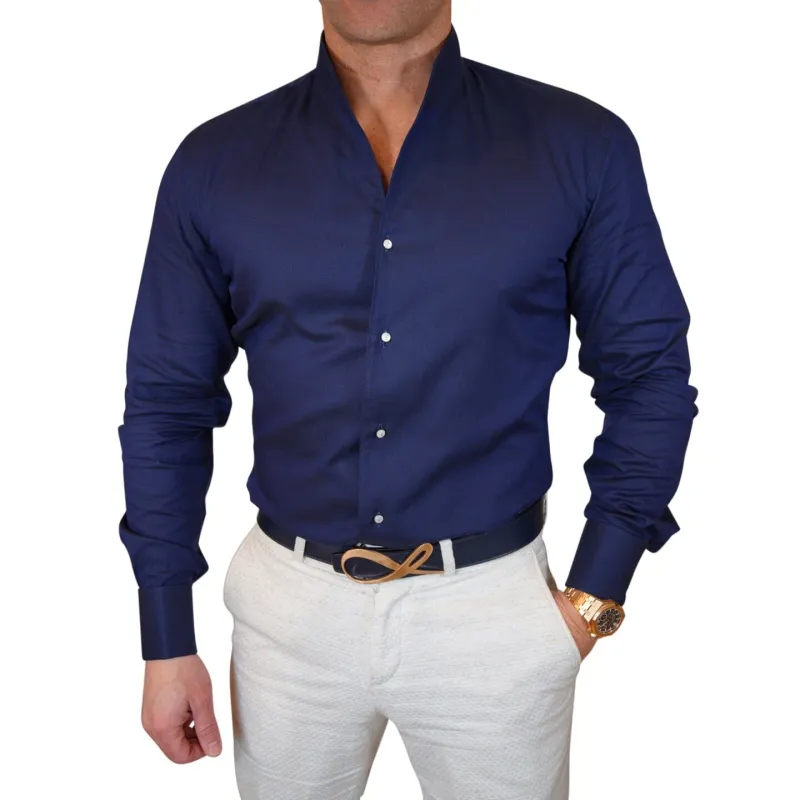 Blu Birdseye Solopezzo Dress Shirt sold by Sebastian Cruz Couture