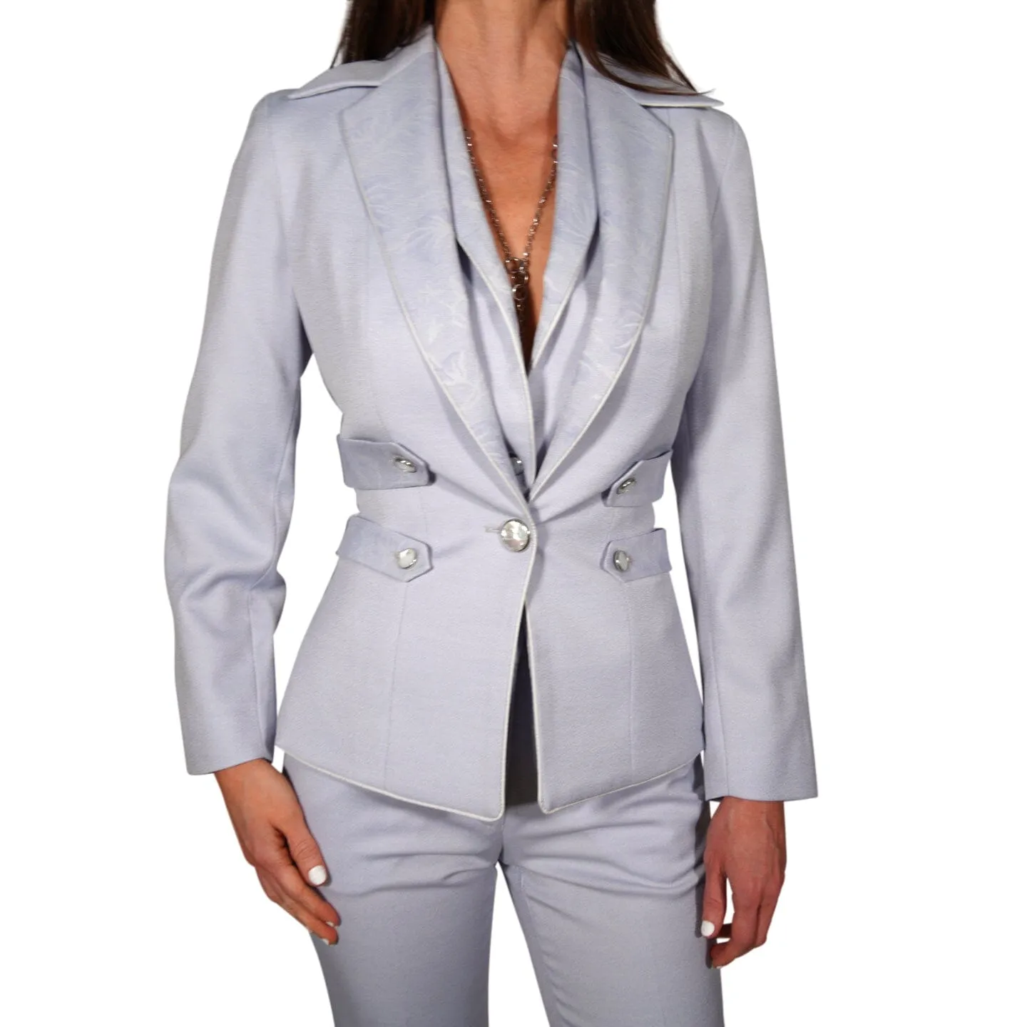 Blue Pastel Azzurro Retro Jacket sold by Sebastian Cruz Couture