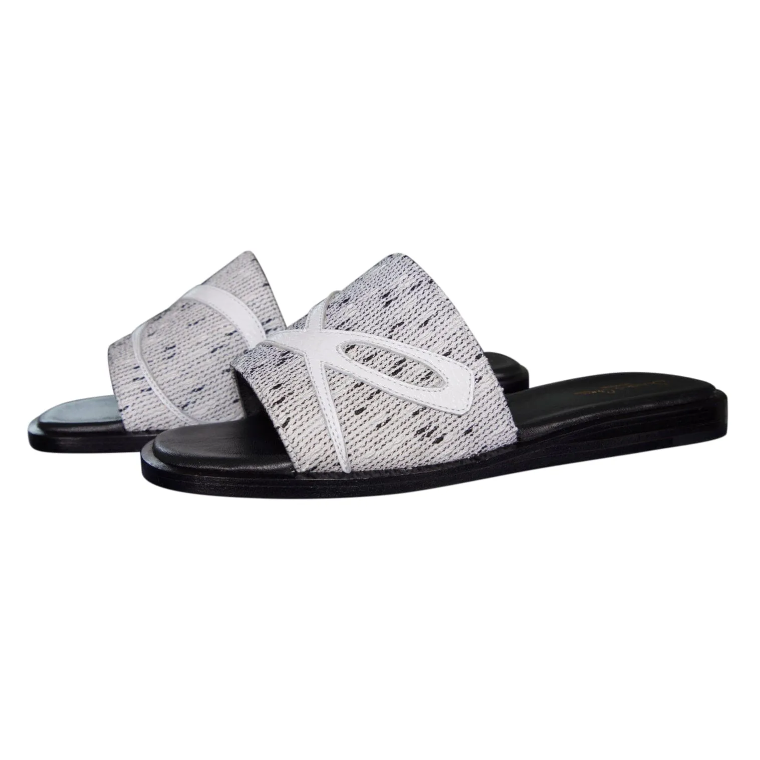 Bianco Tweed Logo Slide sold by Sebastian Cruz Couture product image thumbnail 2