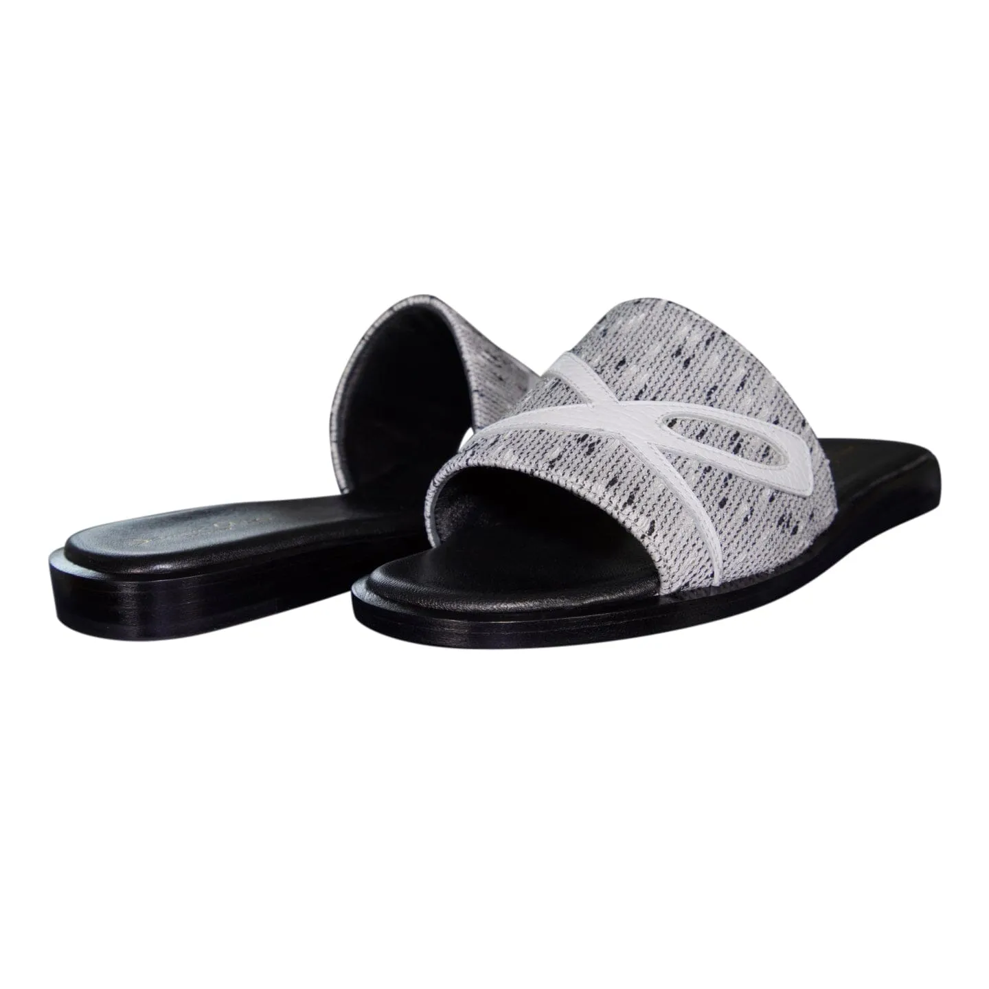 Bianco Tweed Logo Slide sold by Sebastian Cruz Couture product image thumbnail 4