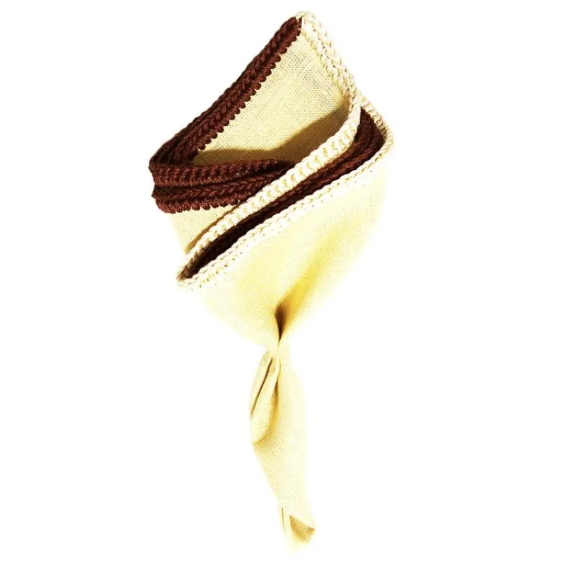 Almond Crema with Brown and Off White Signature Border sold by Sebastian Cruz Couture