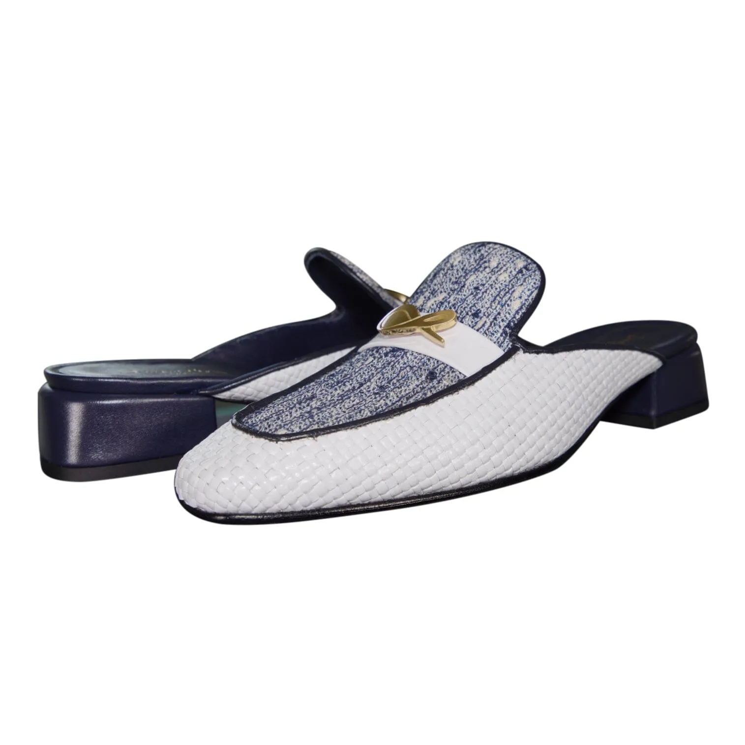 Cobalt Tweed Tessere Gold Slipper sold by Sebastian Cruz Couture product image thumbnail 4