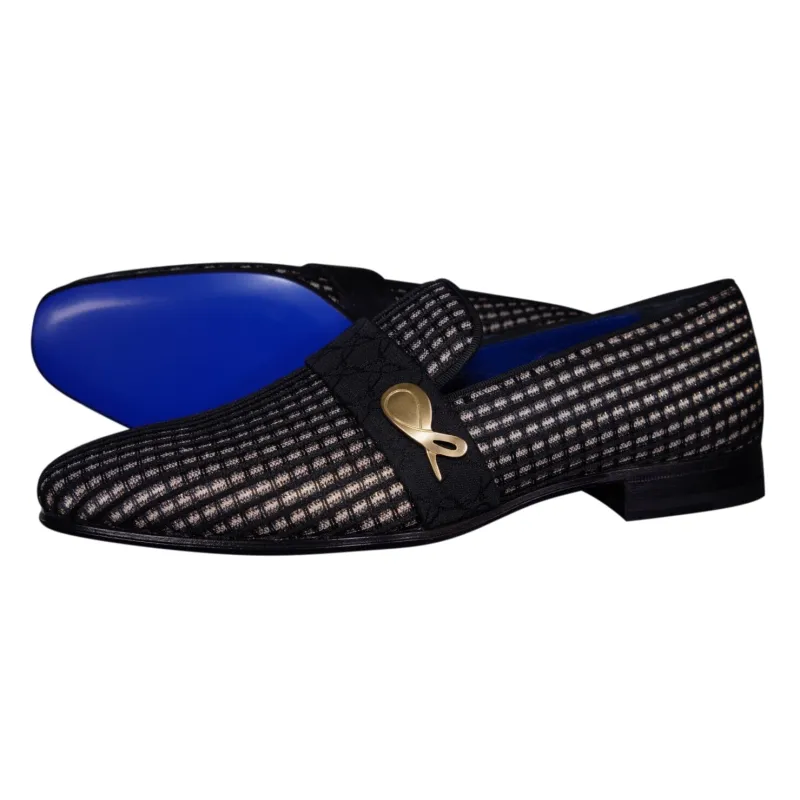 Black Oro Waffle Gold Loafer sold by Sebastian Cruz Couture