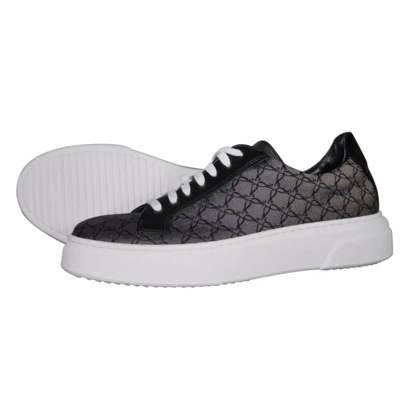 Charcoal Nero Logo Luxury Sneakers sold by Sebastian Cruz Couture