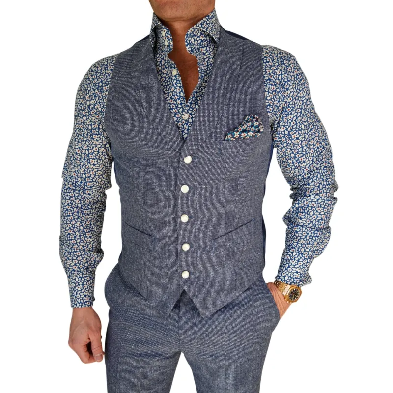 Cobalt Ciottoli Waistcoat sold by Sebastian Cruz Couture