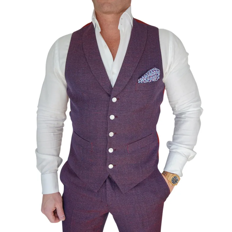 Aubergine Ciottoli Waistcoat sold by Sebastian Cruz Couture