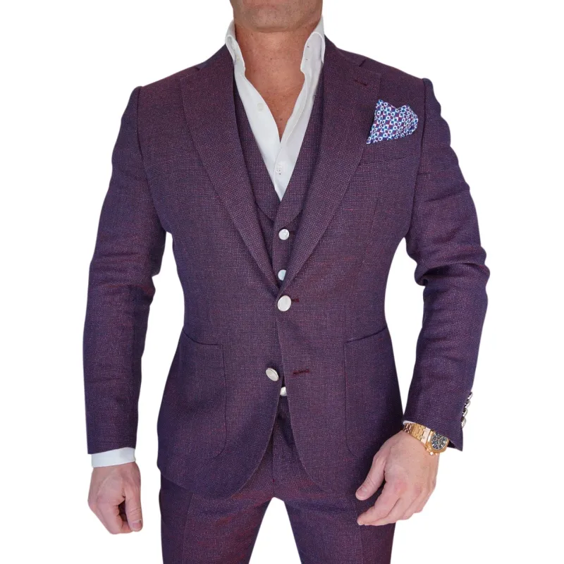 Aubergine Tweed Jacket sold by Sebastian Cruz Couture