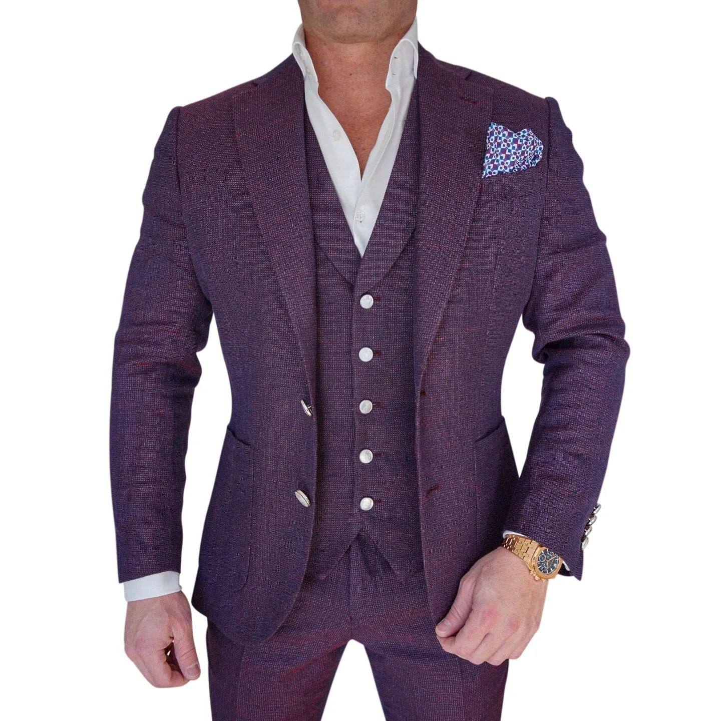 Aubergine Tweed Jacket sold by Sebastian Cruz Couture product image thumbnail 3