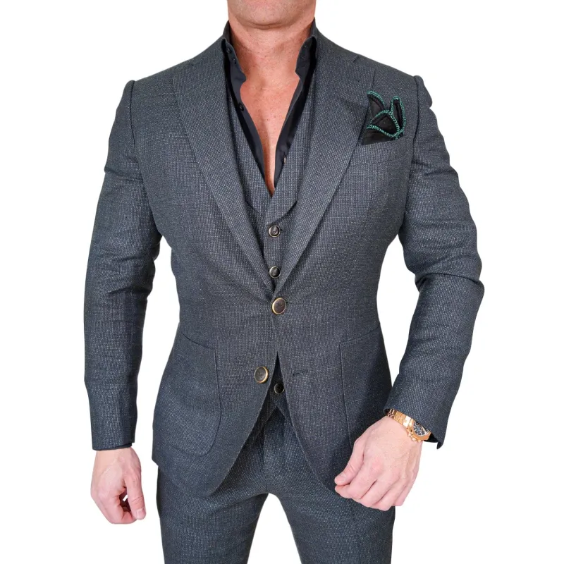 Midnight Jade Tweed Jacket sold by Sebastian Cruz Couture