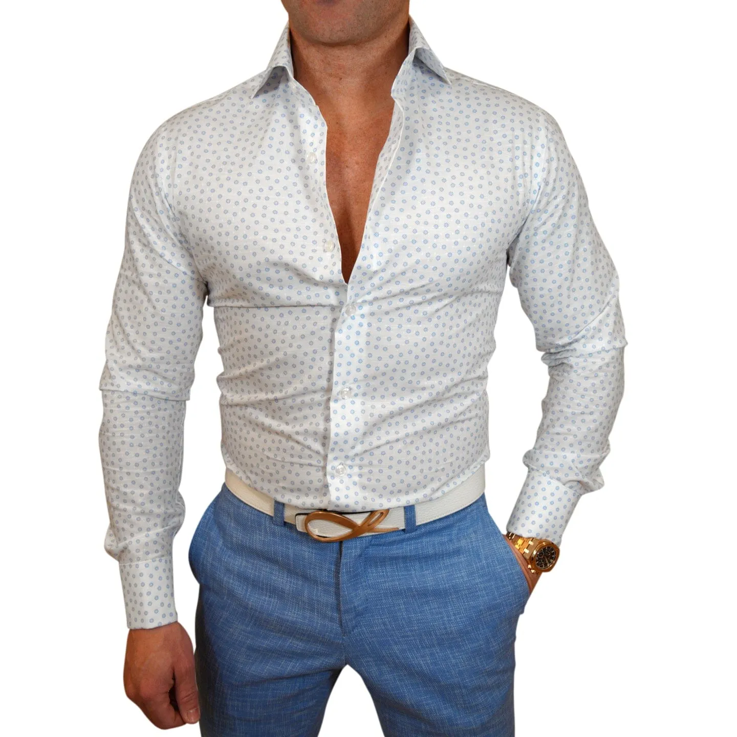 Bianco Daisy Dress Shirt sold by Sebastian Cruz Couture