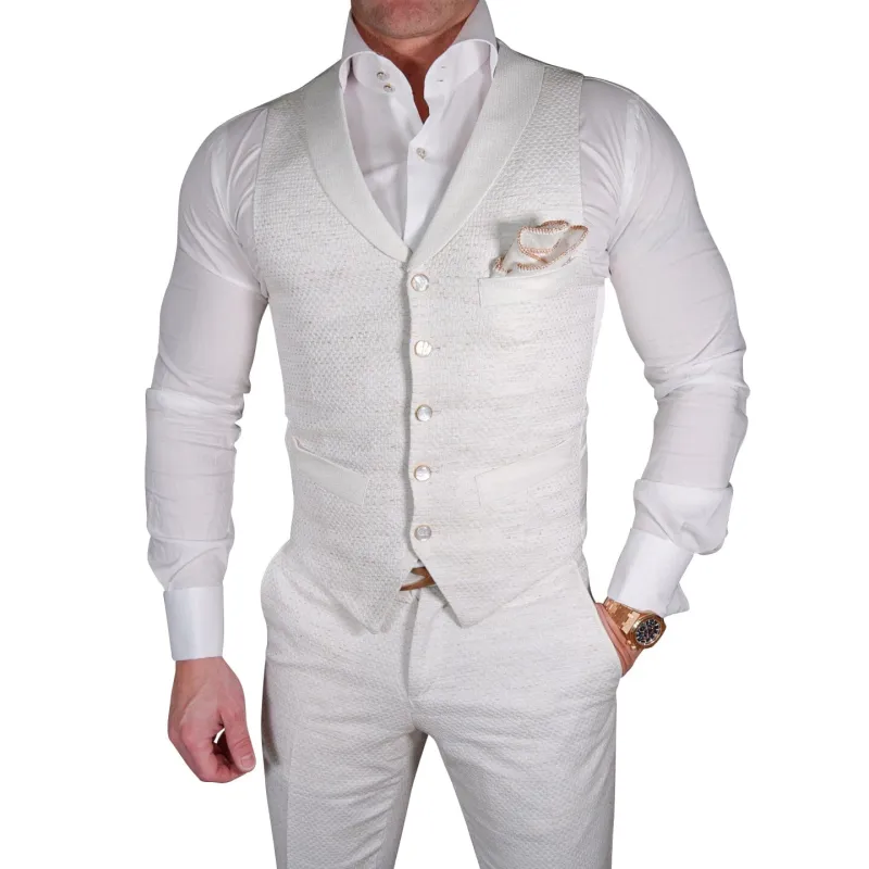 Coconut Intreccio Ciottoli Waistcoat sold by Sebastian Cruz Couture