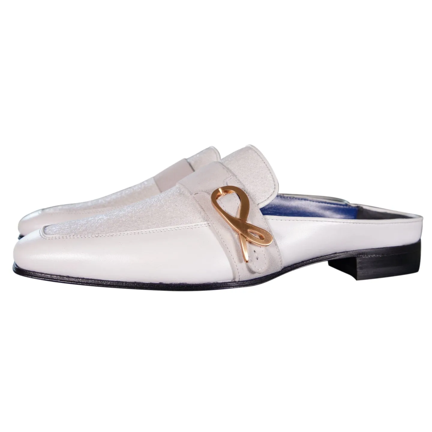 White Diamante With Rose Gold Hardware Leather Slippers sold by Sebastian Cruz Couture product image thumbnail 3